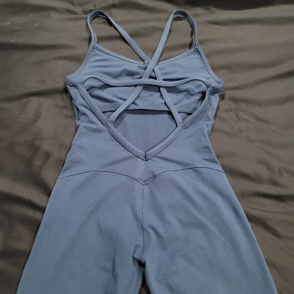 Bombshell sportswear sculpted bodysuit one piece denim Navy blue md - Picture 4 of 6